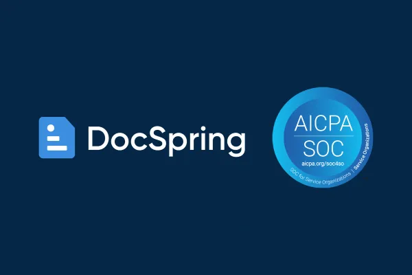 DocSpring logo alongside the AICPA SOC for Service Organizations badge.