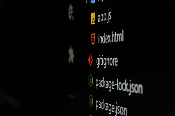 Close-up of files listed in a code editor.