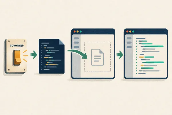 Code coverage is switched on before code is loaded and its execution is measured.