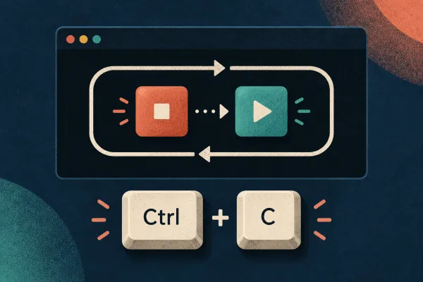 Ctrl and C keys restart a process inside a continuing terminal loop.