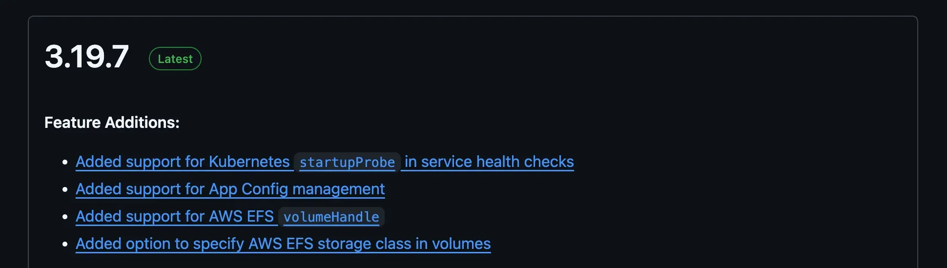 The Convox 3.19.7 release notes on GitHub
