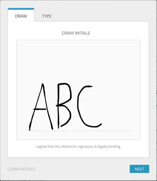 Initials field modal