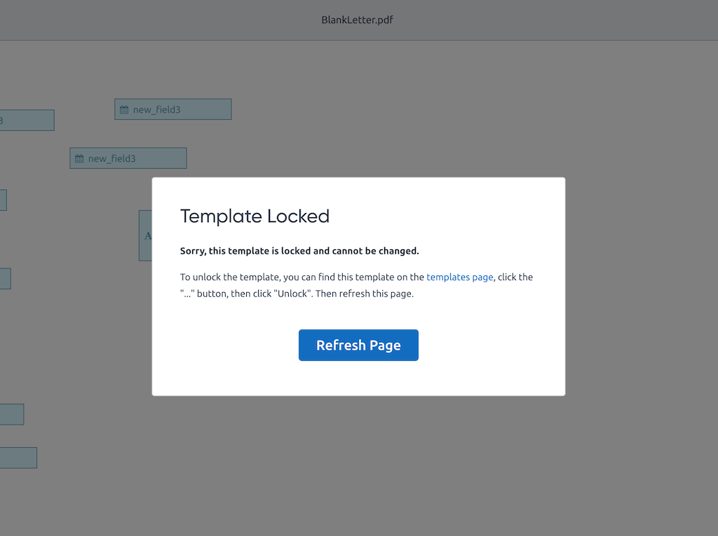 Locked template error