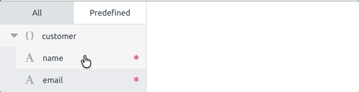 Dragging a predefined field onto the page, which turns its required asterisk into a check mark