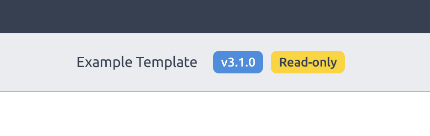 Template editor header with version and Read-only badges for a published version