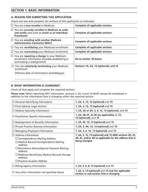 Preview of CMS-855I: Medicare Enrollment Application for Physicians and Non-Physician Practitioners