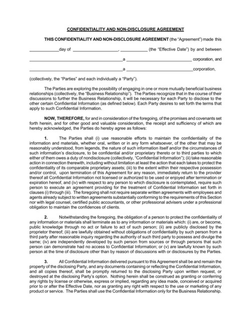 Preview of Non-Disclosure Agreement (NDA)