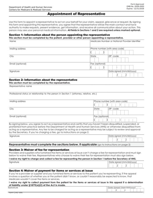 Preview of CMS-1696: Appointment of Representative